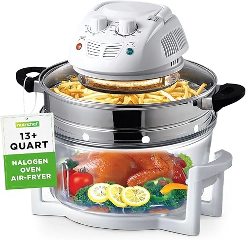 NutriChef AZPKAIRFR48 - Freidora de aire para encimera de horno halógeno, cocina de convección infrarroja de 1200 W 13 cuartos de galón con cuenco
