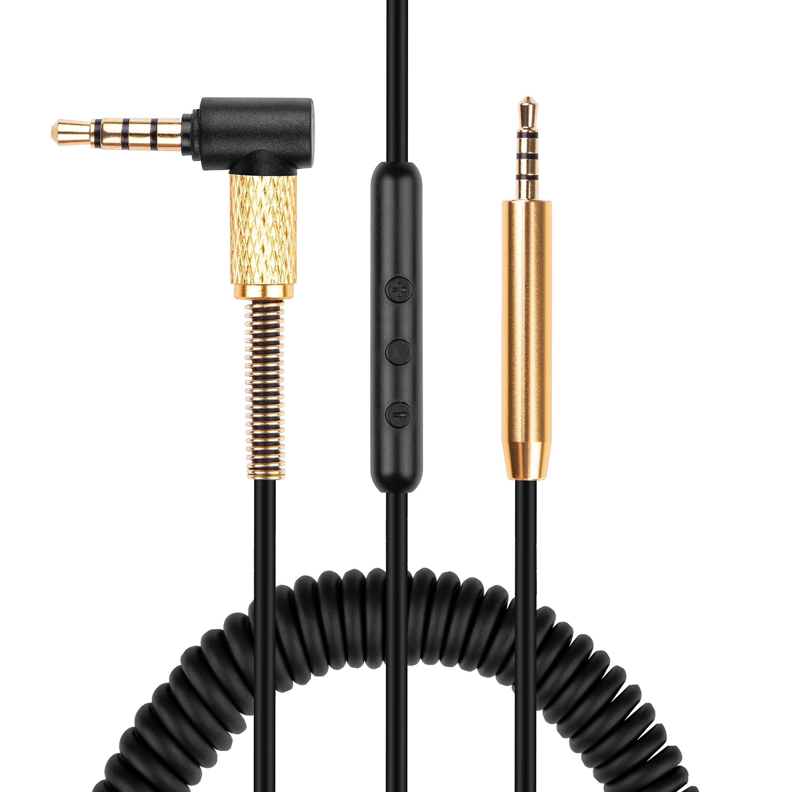 RAYRIT [Upgrade] Replacement Microphone Cable Compatible with B-o-s-e 700, QC35, QC35 ii, QC25, OE2 Coiled Headphone Cable with Inline mic Audio Controller (Black)