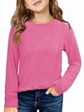 Girls Long Sleeve Shirts Pleated Casual Crewneck Fall Fashion Tops Basic Tees 5-14Y