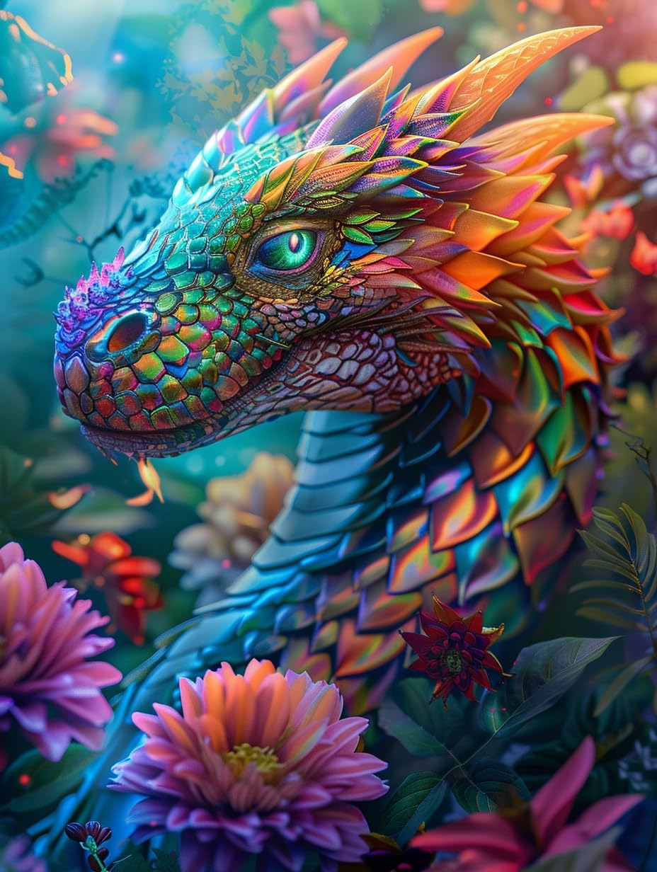 VAIIEYO 5D DIY Dragon Diamond Art Kits Adults, Animal Diamond Painting, Paint with Round Full Drill Crystal Rhinestone Diamonds Gem Art for Home Wall Decoration Gift 12X16Inch-33