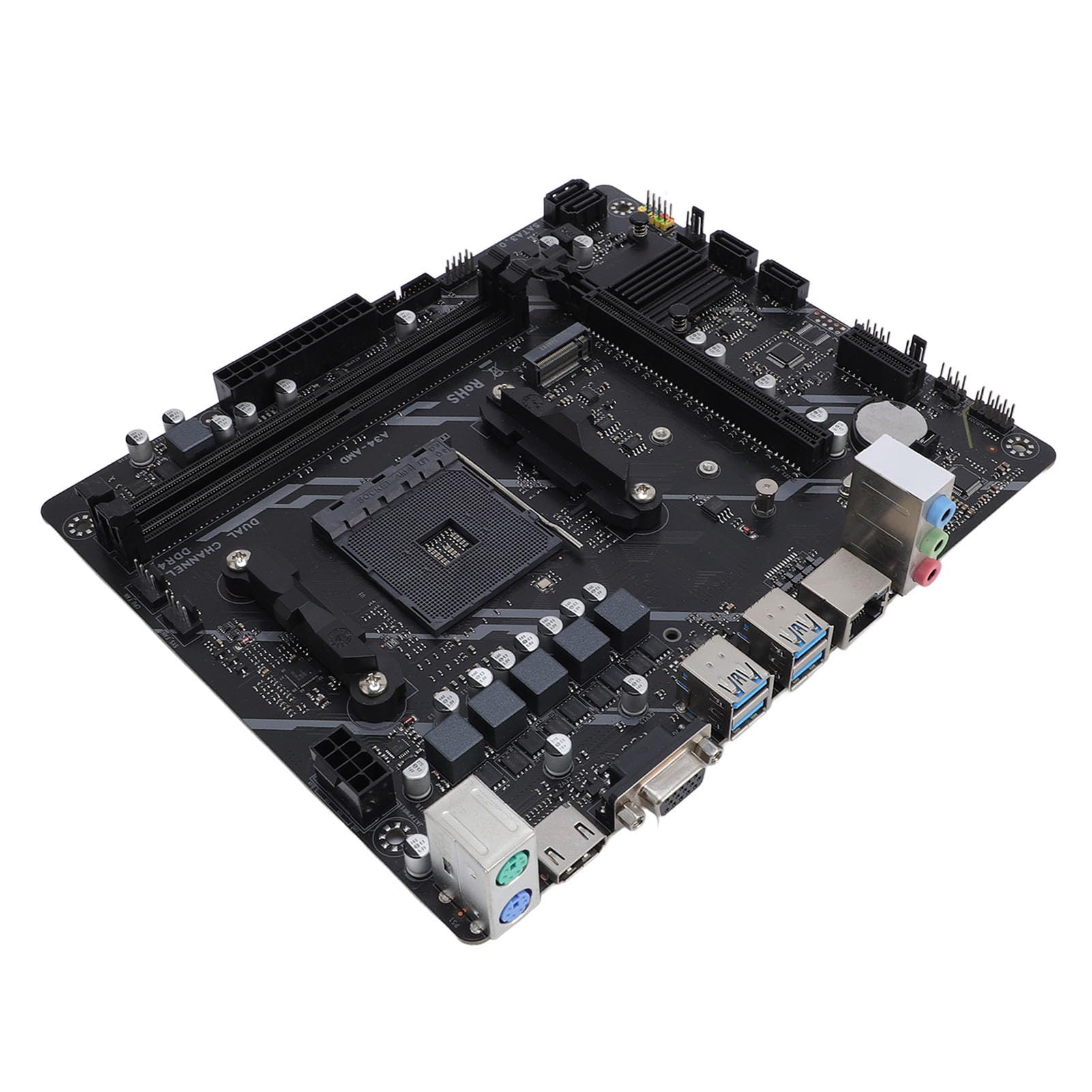 Fabater Scheda Madre B450, Supporta CPU di Prima Quinta Generazione Scheda Madre con Socket AM4 DDR4 da 64 GB a 2 e 5 Fasi, DDR4 con Slot M.2 NVME Gigabit Ethernet, per PC Desktop da Gioco