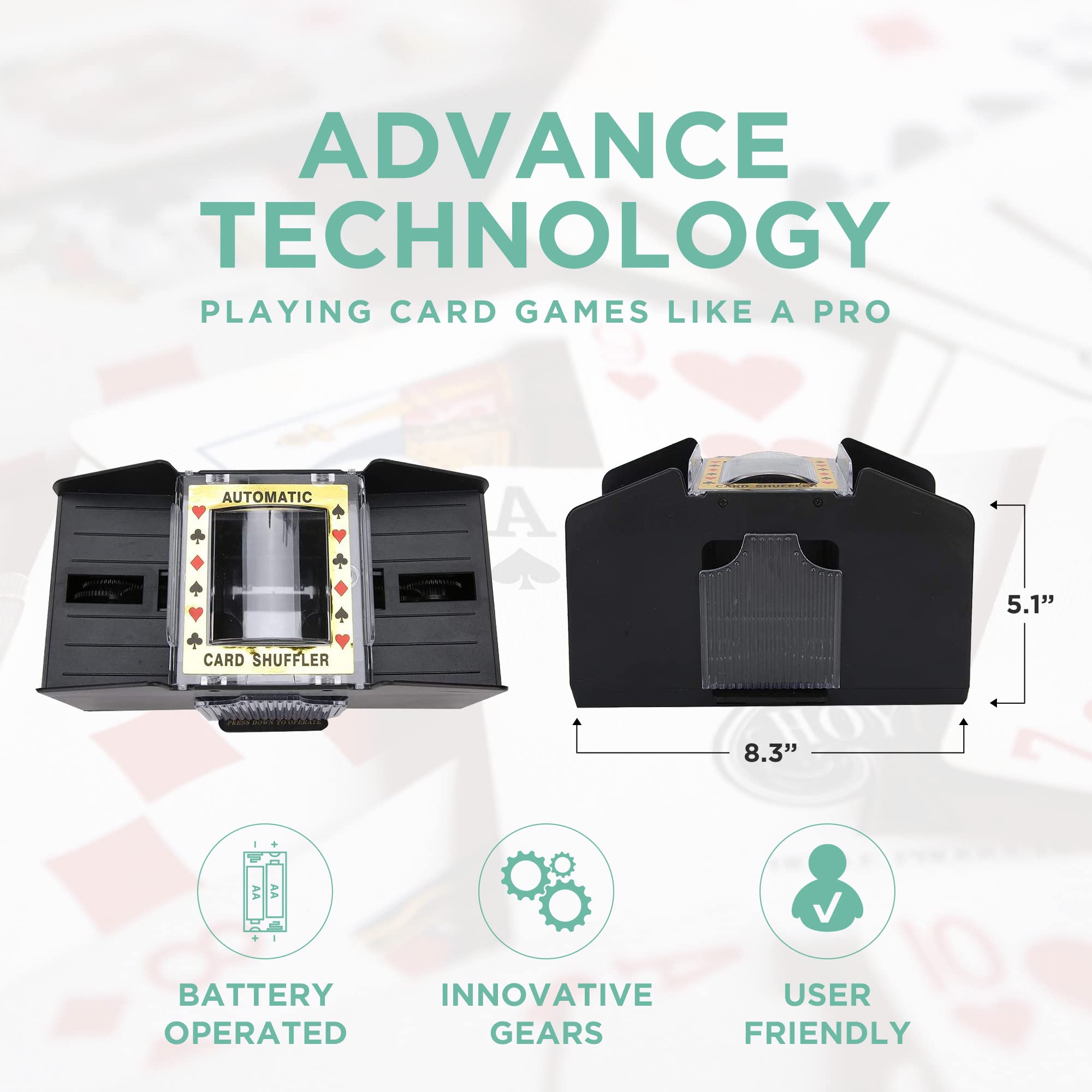 Automatic Card Shuffler For 1-2 Decks - Rechargeable Canasta Shuffler