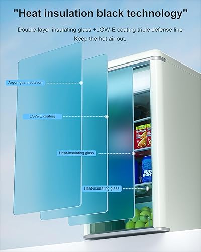 Miniatura 5 de Refrigerador retro de bebidas de 4.9 pies cúbicos con doble puerta de vidrio, capacidad para 120 latas, espacio de congelación de 8 litros, 5