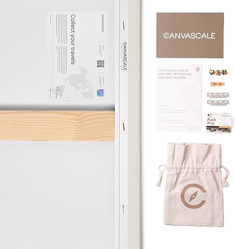 Miniatura 4 de Mapa del mundo en lienzo con tablero de corcho - Letras inglesas - Decoración decorativa de pared para todas las habitaciones - Cuadros en lienzo