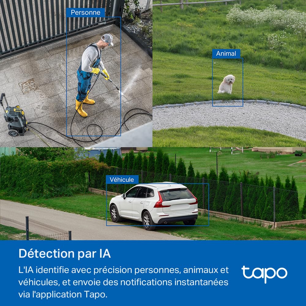 Tapo C530WS Caméra de Surveillance extérieure 360° 3K 5MP Vision Nocturne Couleur Starlight Détection IA Suivi de Mouvement WLAN Ethernet
