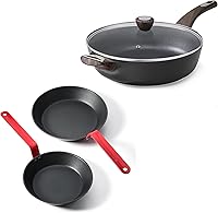 Vista 1 de SENSARTE Sartén antiadherente con tapa, sartén grande de 12 pulgadas, sartén antiadherente de 5 cuartos con tapa, sartén de chef de 8 y 10 pulgadas