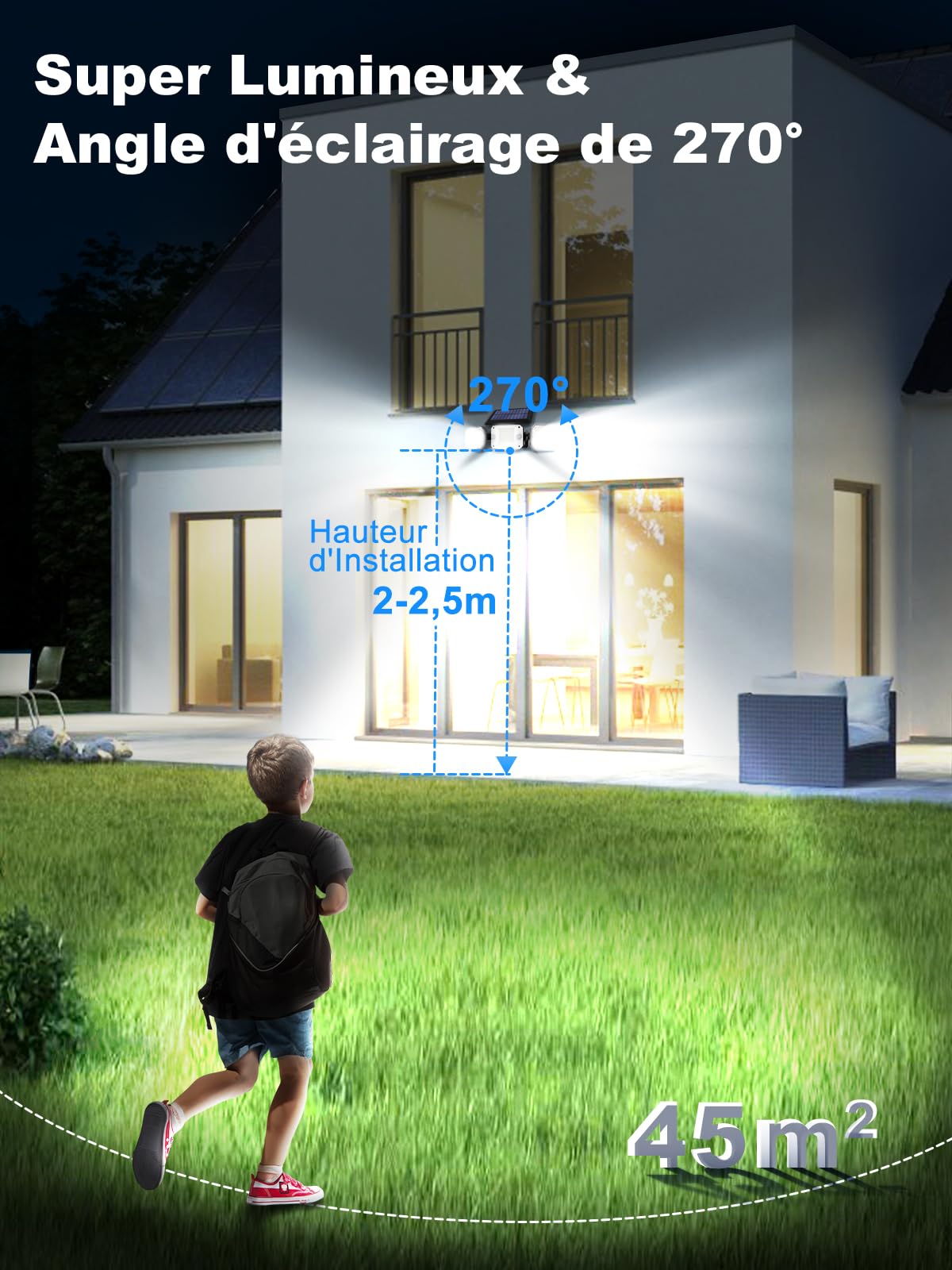 Lot De 2 Lampes Solaires D'Extérieur Avec Détecteur De Mouvement - 118 Led - Lampe Solaire D