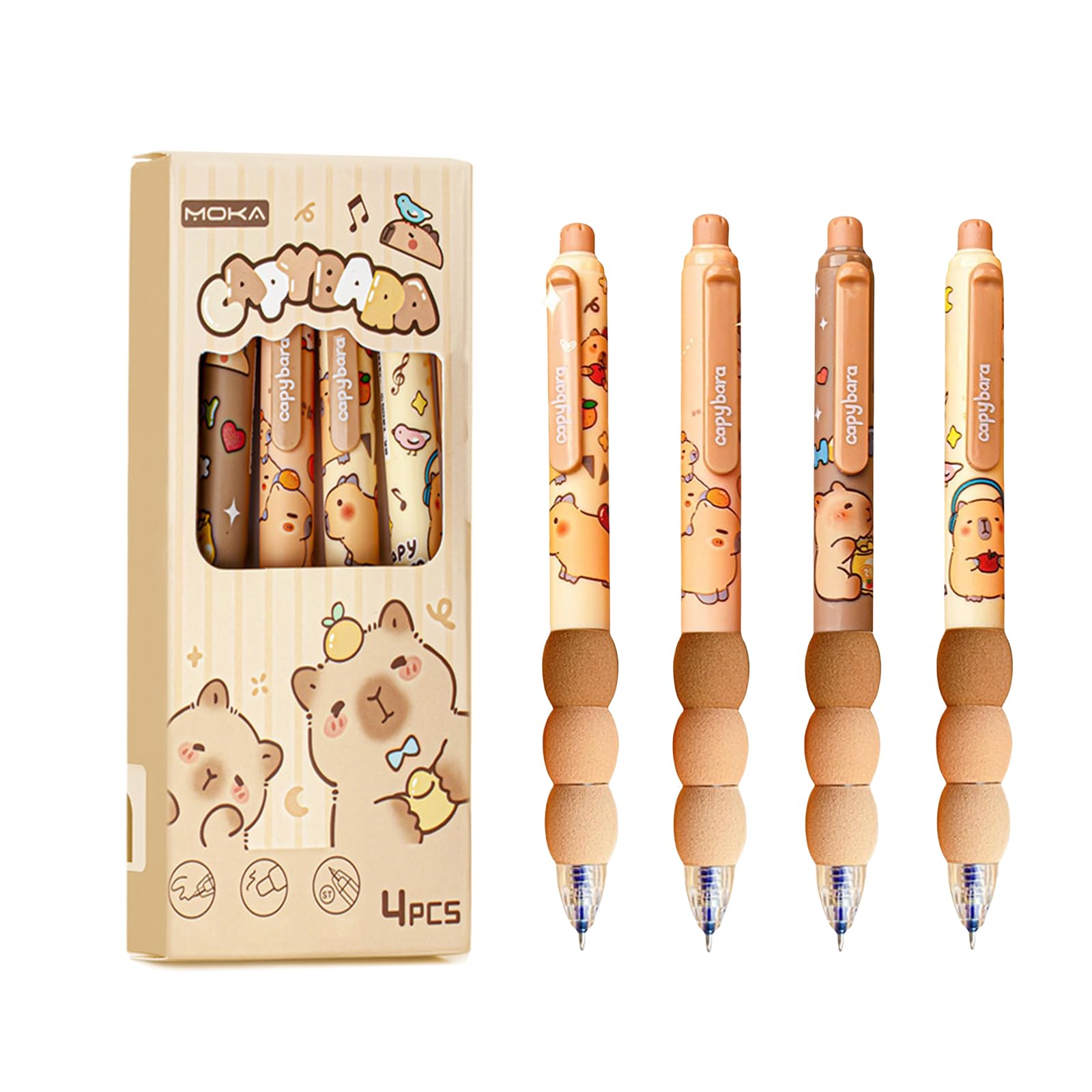 4 Pièces Capybara Stylos Rétractables, Ensemble De Stylos En Gel, Jeu