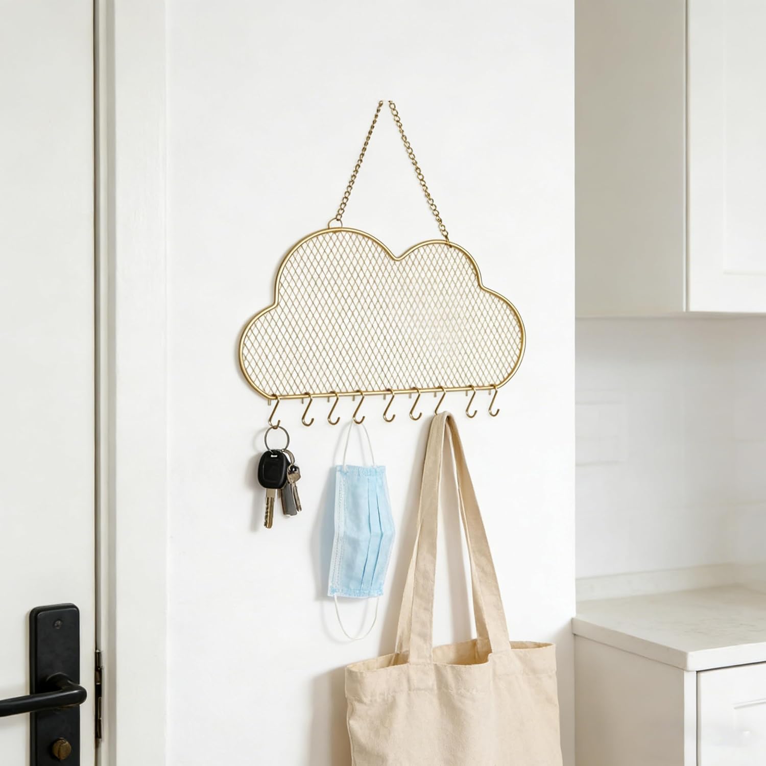 Cloud Shaped Earring Holder Wall Mounted Jewelry Organizer Gold