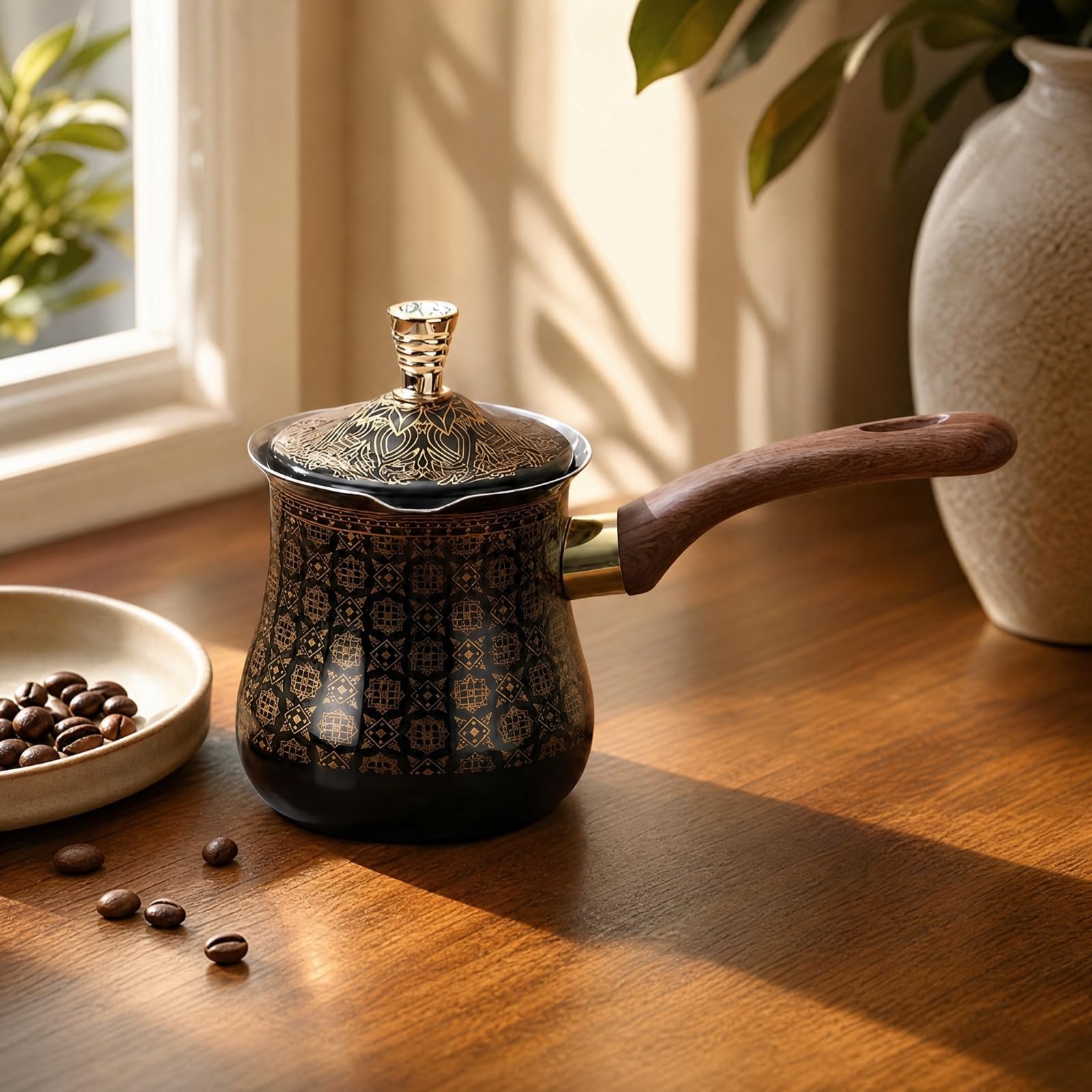 Cafière Acier Inoxydable 720 Ml Pot à Café Turc à Grande Capacité Cafière Turque, Motif 18, Style B