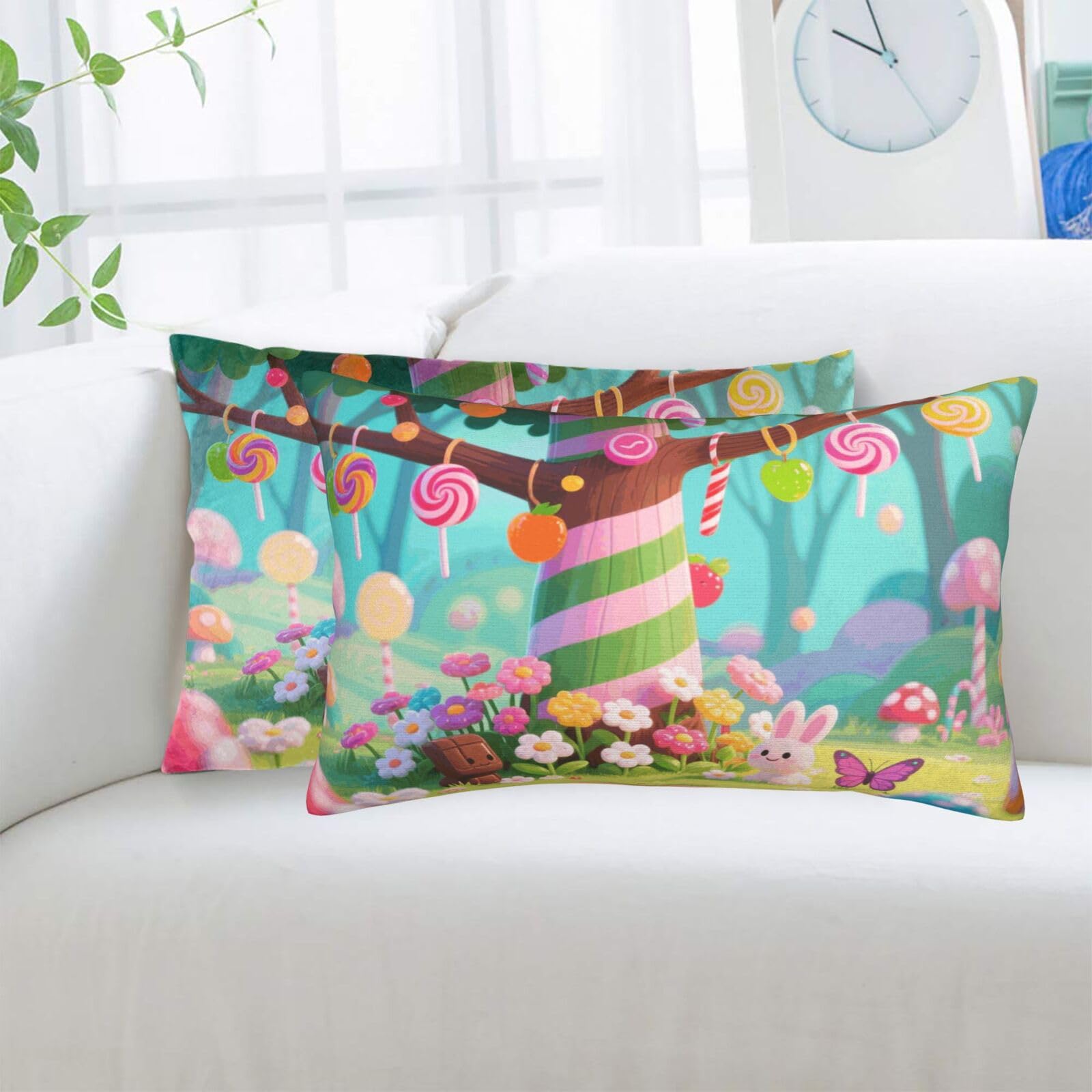 2 Pack Standard Pillowcases Sets, Ultra Soft Comfort Microfiber Plush Pillow Cases Candy Decorative Throw Pillow Cover with Hidden Zipper for Bedroom, Sofa, Couch,20"X30"
