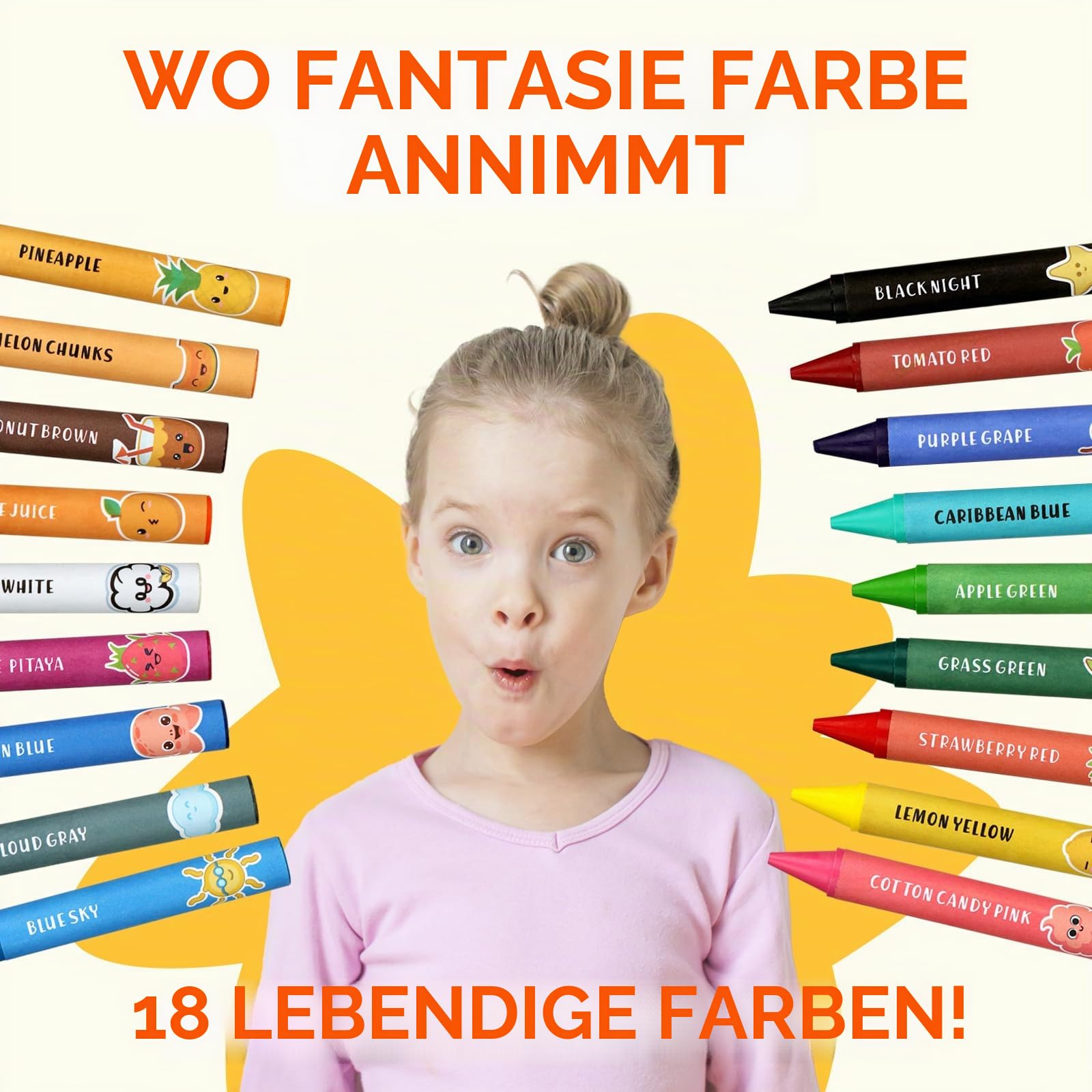 Toddler Crayons 18 Farben Ungiftige Buntstifte für Kleinkinder und Kinder | Runde Form liegt gut in kleinen Händen und fördert die Feinmotorik