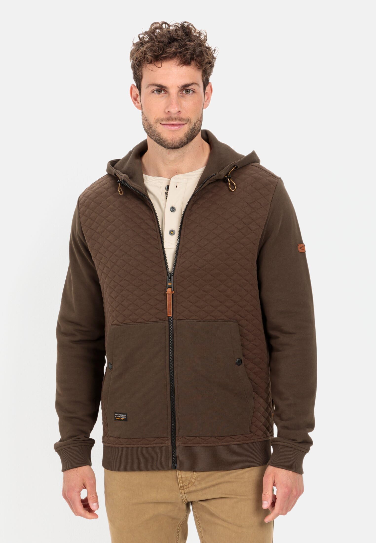 camel active Herren Gesteppte Sweatjacke mit Kapuze