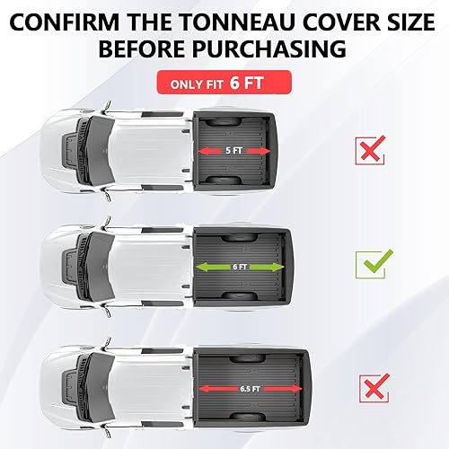 Miniatura 3 de XTWEEX Cubierta tonneau suave enrollable para caja de camioneta Toyota Compact Pickup Tacoma Fleetside 1989-2004 (no para escalón), caja de 6 pies,