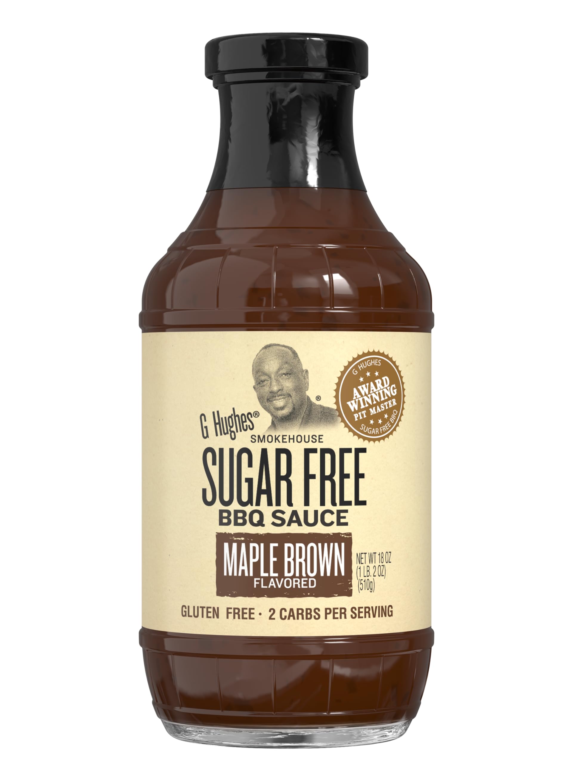 G Hughes Smokehouse Sugar Free BBQ Sauce 18oz Glass Bottle (Pack of 3) Select Flavor Below (Maple Brown)