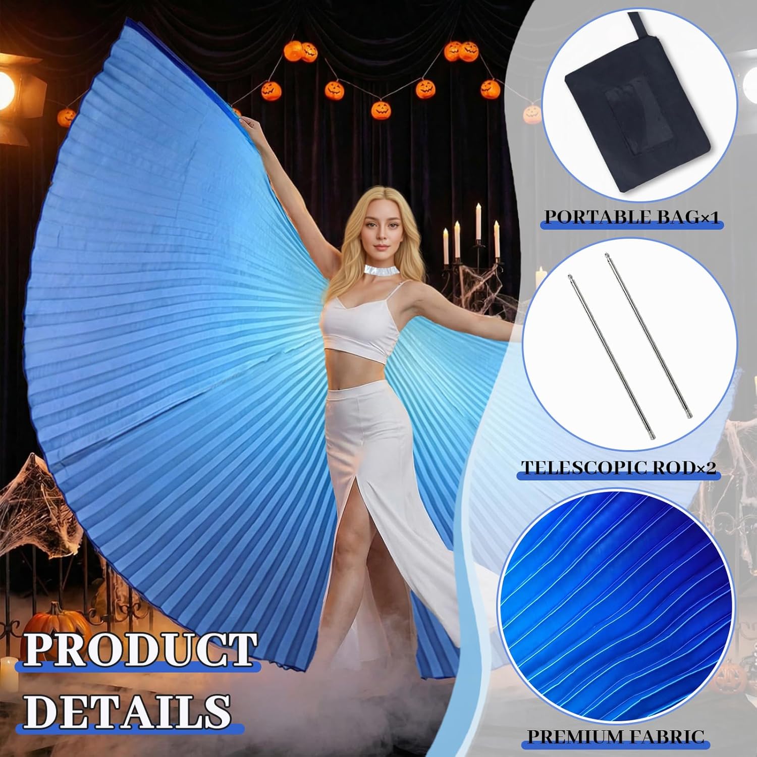 Baisdan Belly Dance Isis Wings, Satin Angel Wings for Adults, Rio Wing Halloween Costume