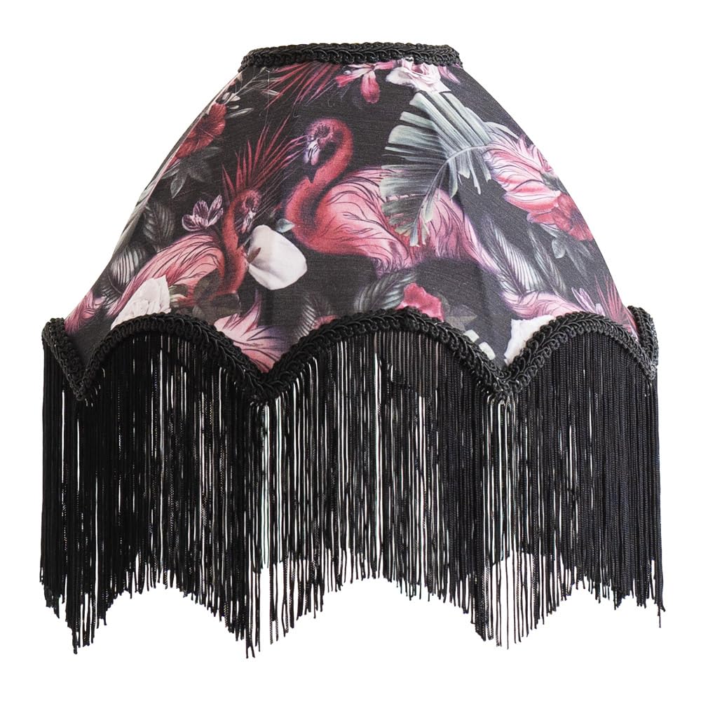 Valuelights Rosette Scalloped Flamingo Fabric Lamp Shade With Black Tassels And Bulb (D)30Cm from B&Q
