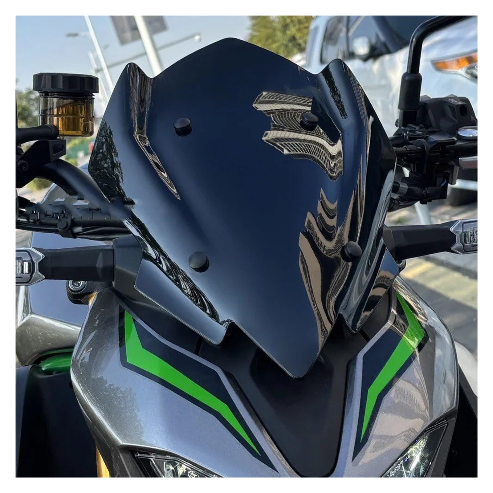 Windschild Windabweiser Für Kawasaki Für Z900 2025 Motorrad Touring Windschutzscheibe Visier Double Bubble Windabweiser(Black)