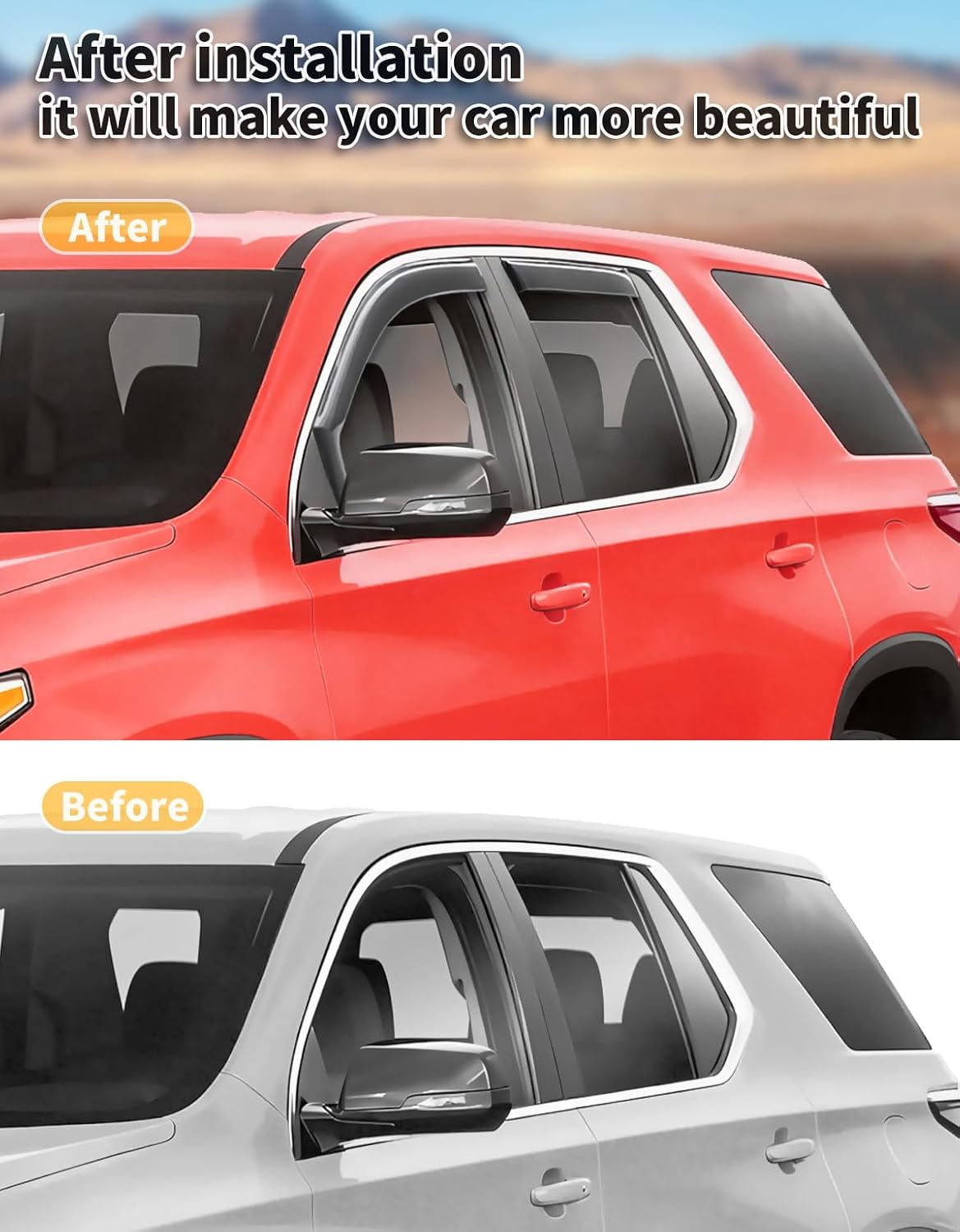 in-Channel Window Rain Guards Fit for Chevy Chevrolet Traverse 2018 2019 2020 2021 2022 2023, Extra Durable Window Visors Window Deflectors Vent Visors Vent Shades Car Accessories-4 pcs