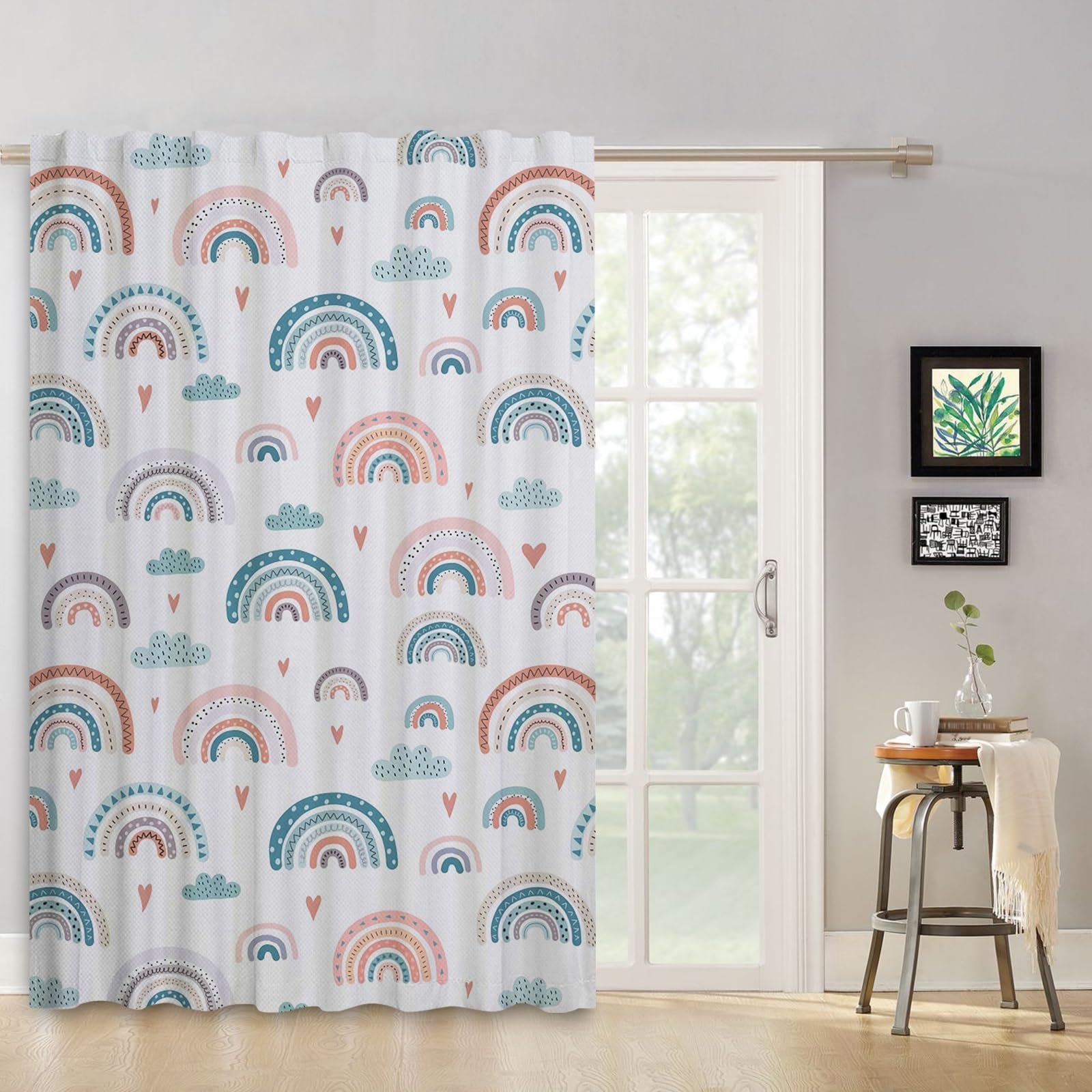 ggaimwf Rainbow Curtains Pencil Pleat Hobo Colorful Cartoon Rainbow Curtains Kids Bedroom Window Treatment for Child Girls Living Room Nursery Cafe Interior Divider Curtain Tier 117x229cm 1 Panel - Image 2
