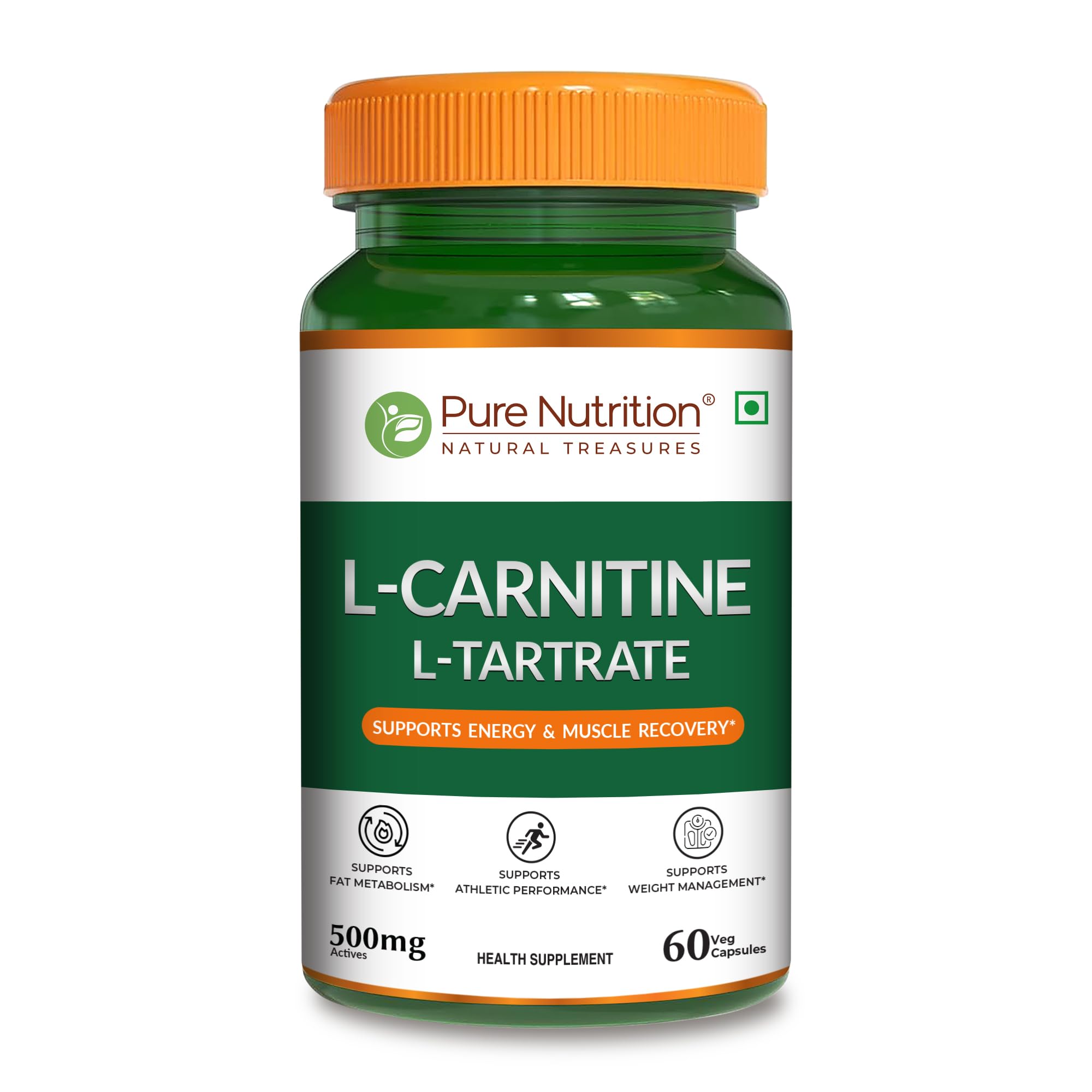 Pure Nutrition L-Carnitine L-Tartrate 500mg – 60 Veg Capsules | Pre-Workout Fat Burner & Energy Booster for Men & Women | Supports Fat Metabolism, Muscle Recovery & Performance-image-42