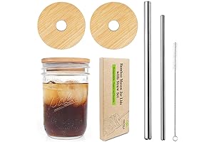 Silicone Mason Jar Lids with Straw Wide Mouth