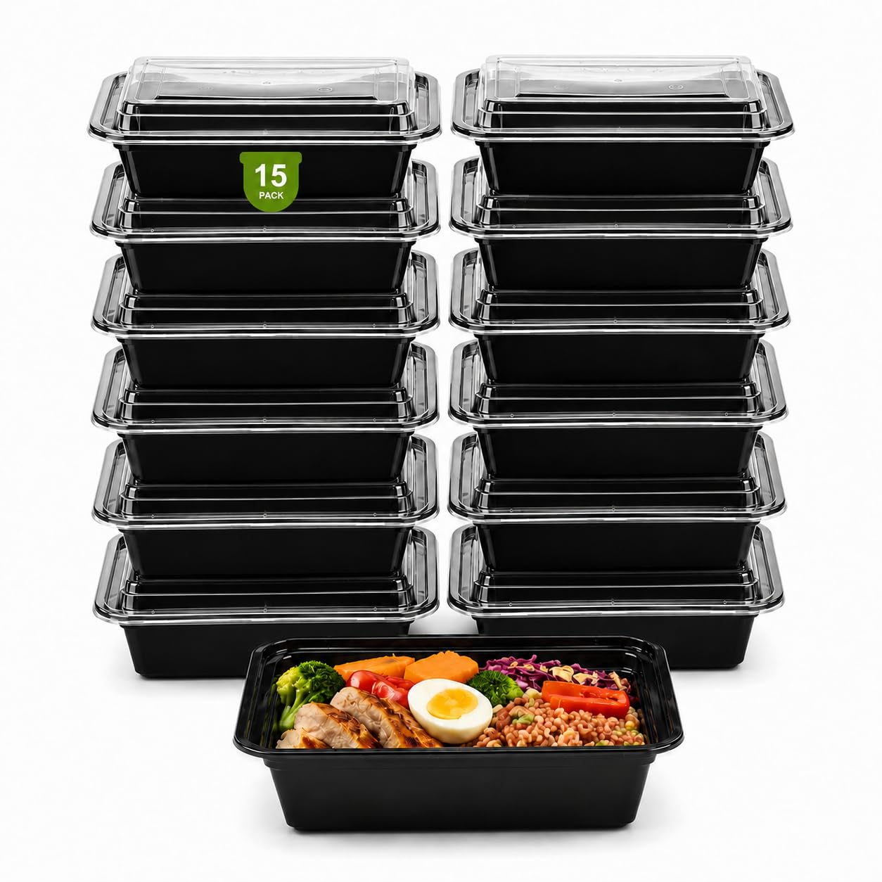 [15 Pack] Meal Prep Containers, Reusable Stackable Food Storage Containers with Lids, Microwave, Freezer & Dishwasher Safe, Small Capacity 24 oz Takeaway Lunch Box, Portion Control & Batch Cooking