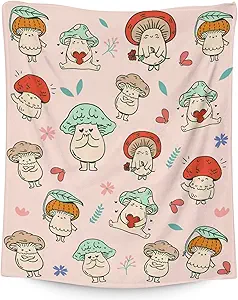 Mercuryelf Mushroom Throw Blanket - Soft, Fuzzy & Warm - 30x40 Inches Small Blankets for Lap, Crib - Pink Cute Throws Gift for Mushroom Lovers