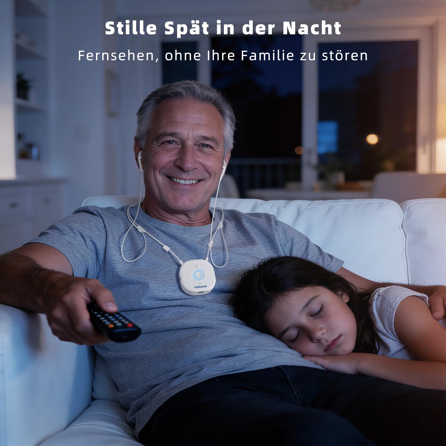 Holdsound HSD100 TV Kopfhörer Kabellos, Funkkopfhörer Kabellos für TV mit USB-Sender, Nackenbügel-Design, Plug-and-Play, Hohe Tonklarheit, 30 m Reichweite, 15 Stunden