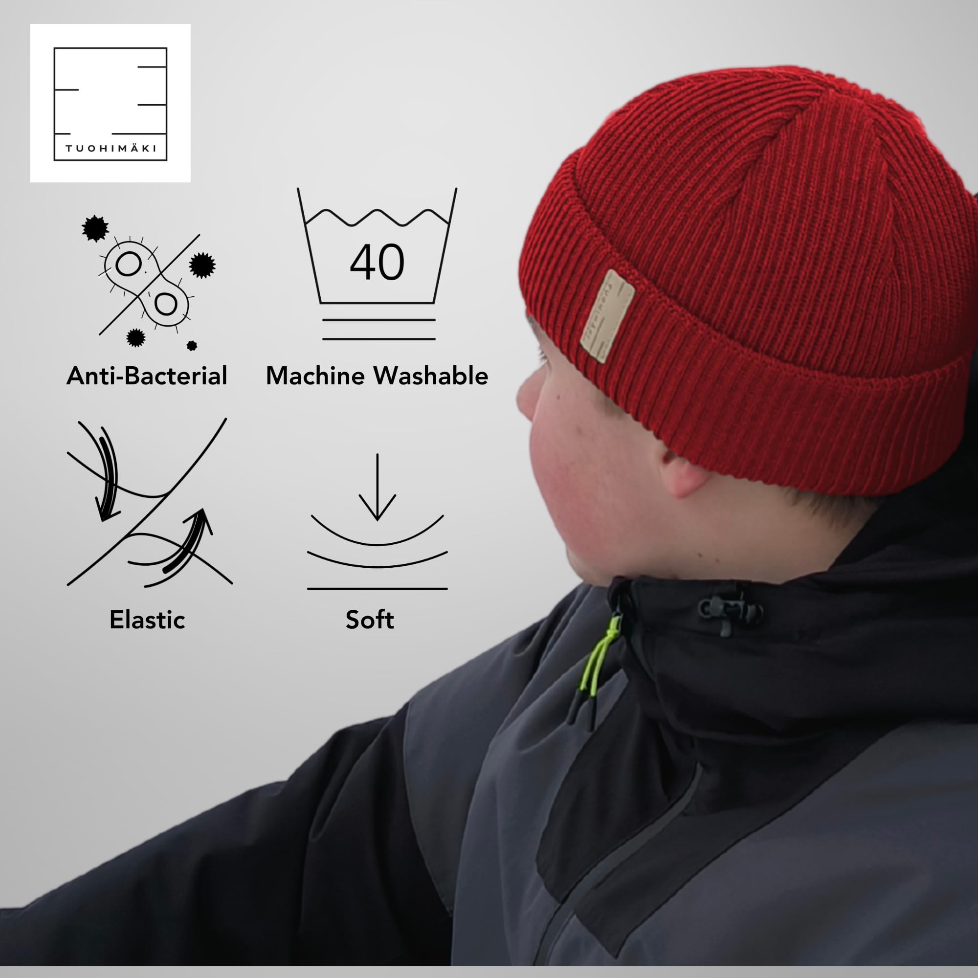 Merinowolle Beanie Mütze Herren & Damen Winter - 100% Merino Beanie Unisex - Fischermütze Seemannsmütze - Wollmütze Made in Finland - Warme Wintermütze One Size