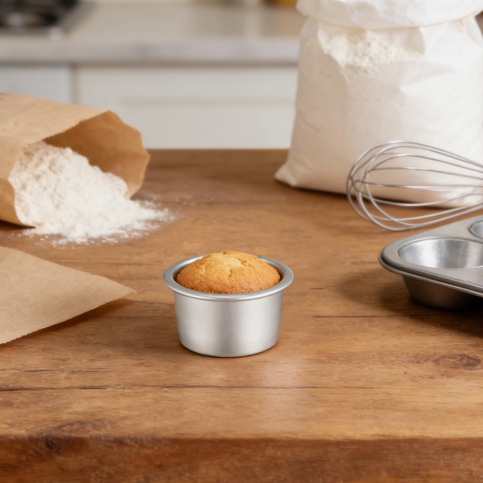 4 Moldes Redondos con Fondo Extraíble de Aleación de Aluminio Distribución Uniforme del Calor para Hornear para Pasteles en Reuniones con Amigos