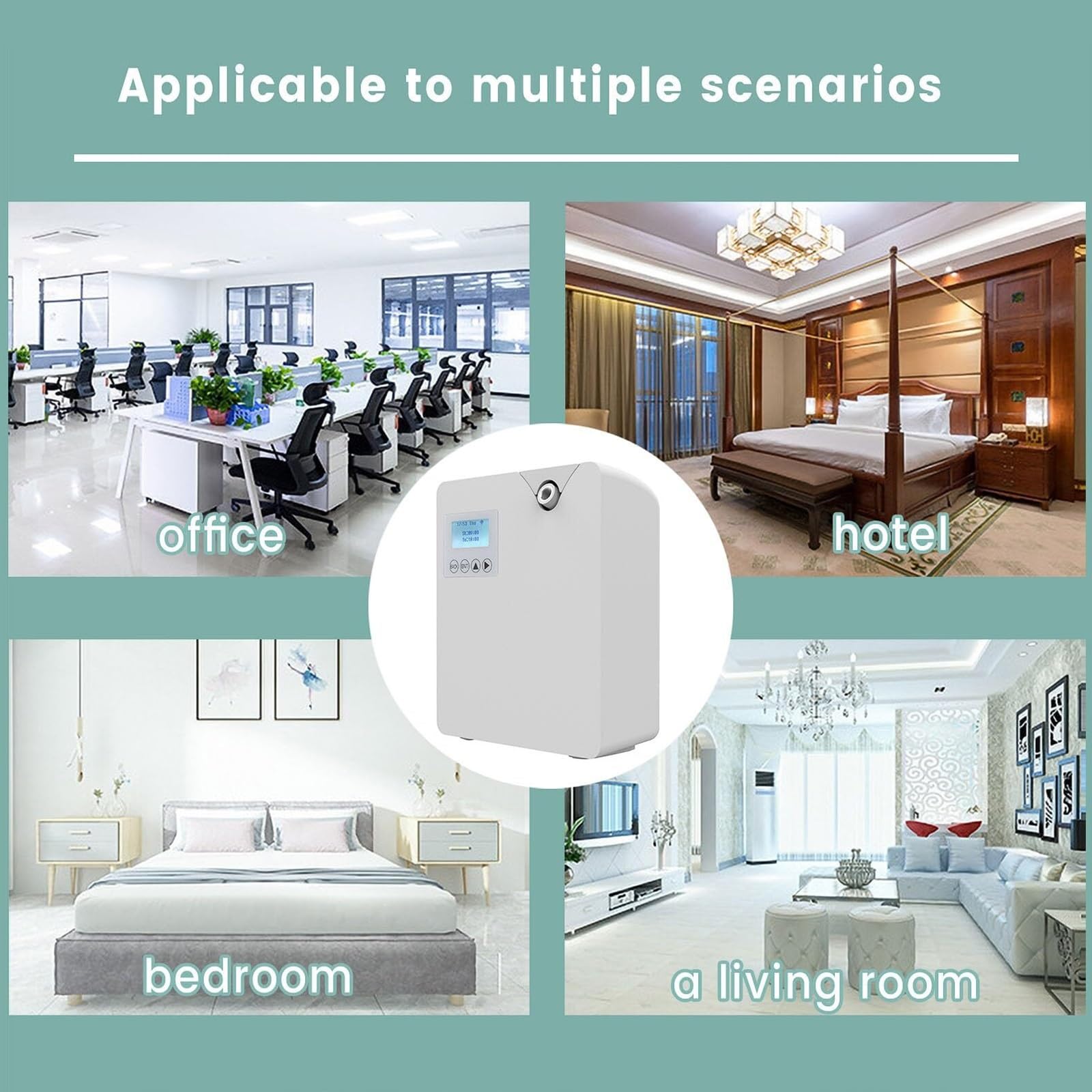 Inteligentna maszyna zapachowa, 300 ml bezwodny dyfuzor olejków eterycznych z technologią rozpylania, sterowaniem Bluetooth i WiFi, ścienny dyfuzor zapachowy do domu, hotelu, spa(White)