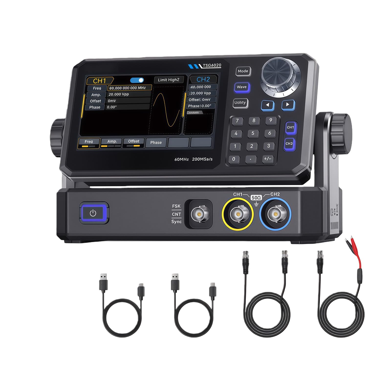 Jazuaiao Tsg3020 30Mhz Channel Function Signals Generator 30 / 60Mhz 14 Bit 4.3In Touch Display Function Arbitrary Waveform Signals Generator