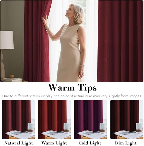 Miniatura 7 de H.VERSAILTEX - Cortina opaca de lino de 84 pulgadas de largo con aislamiento térmico, ojales y aspecto de lino, textura de arpillera, para