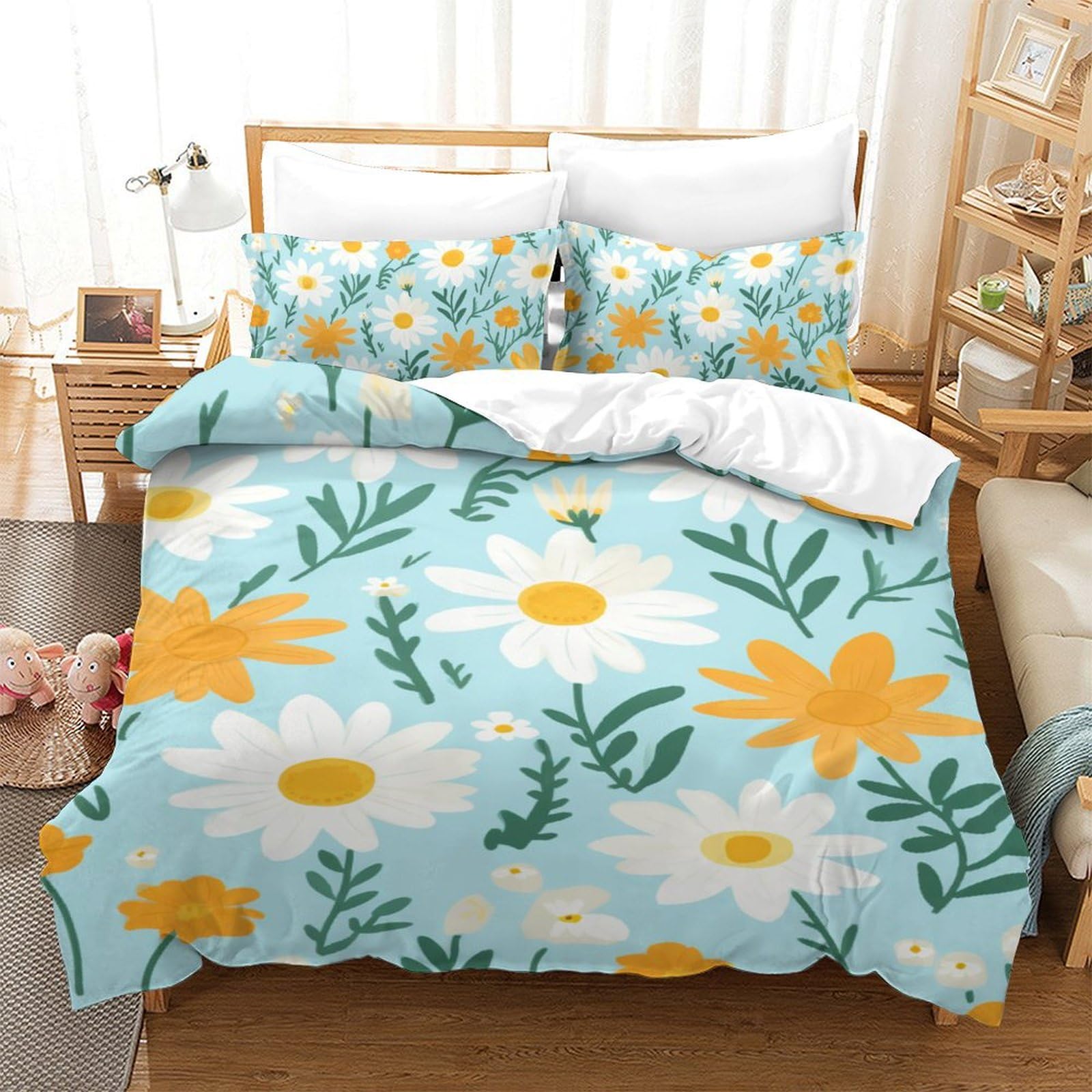 Parure de lit fleurs microfibre 140x200 pour chambre enfant
