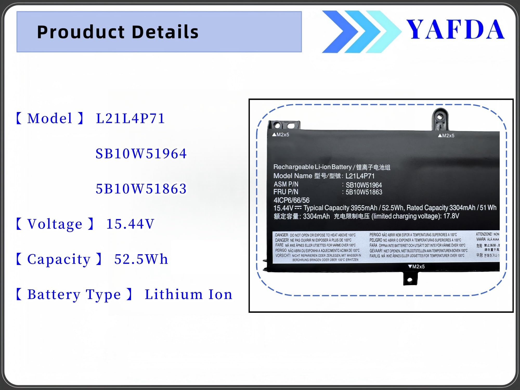 Amazon.com: Yafda L21L4P71 Laptop Battery Replacement for Lenovo