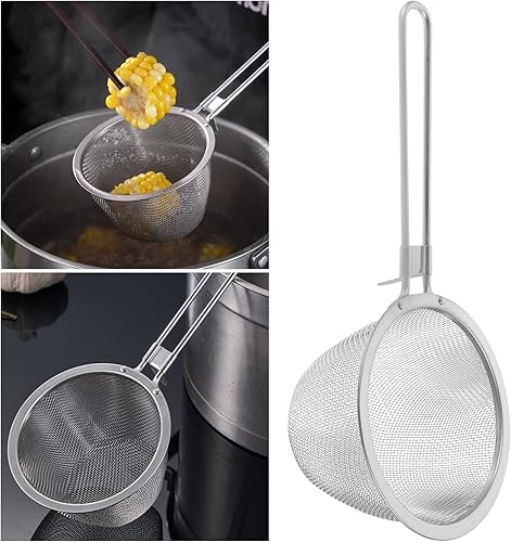 Miniatura 5 de ZzzaNa Mesh Strainer Spaghetti Strainer Spoon with Handle Mesh Spider Strainer Stainless Steel Noodle Basket Pasta Strainer Basket Colander Kitchen