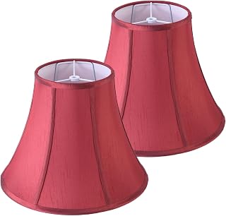 2 Pcs Red Lamp Shades vintage Bell lamp shade 6.7``Top x 13``Bottom x 10``High(Spider) Medium Lampshade for Table & Bedside Lamp