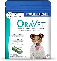 Vista 1 de ORAVET Masticables dentales para perros, cuidado bucal e higiene masticables (perros pequeños, 10-24 libras) bolsa azul, 30