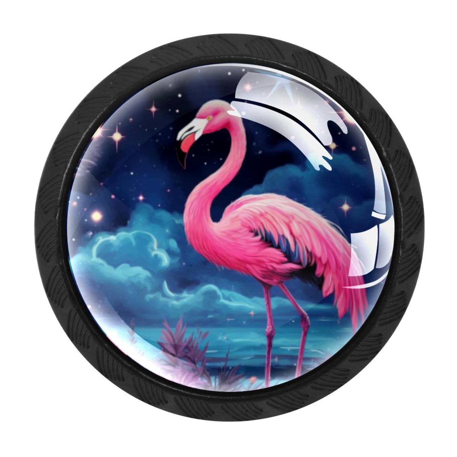 Chenzzzz Multicolored 20 Starry Flamingos Drawer Knobs Pull Handle Crystal Glass Circle Shape Cabinet Drawer Pulls Cupboard Knobs With Screws For Kitchen Cupboard Dresser Wardrobe Etc