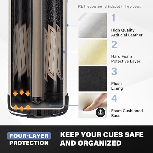 Miniatura 2 de Estuche para Taco de Billar, Estuche para Taco de Billar 2x2 (No para 34)  Bolsa Rígida de Billar para 2 Tacos, Accesorios de Billar