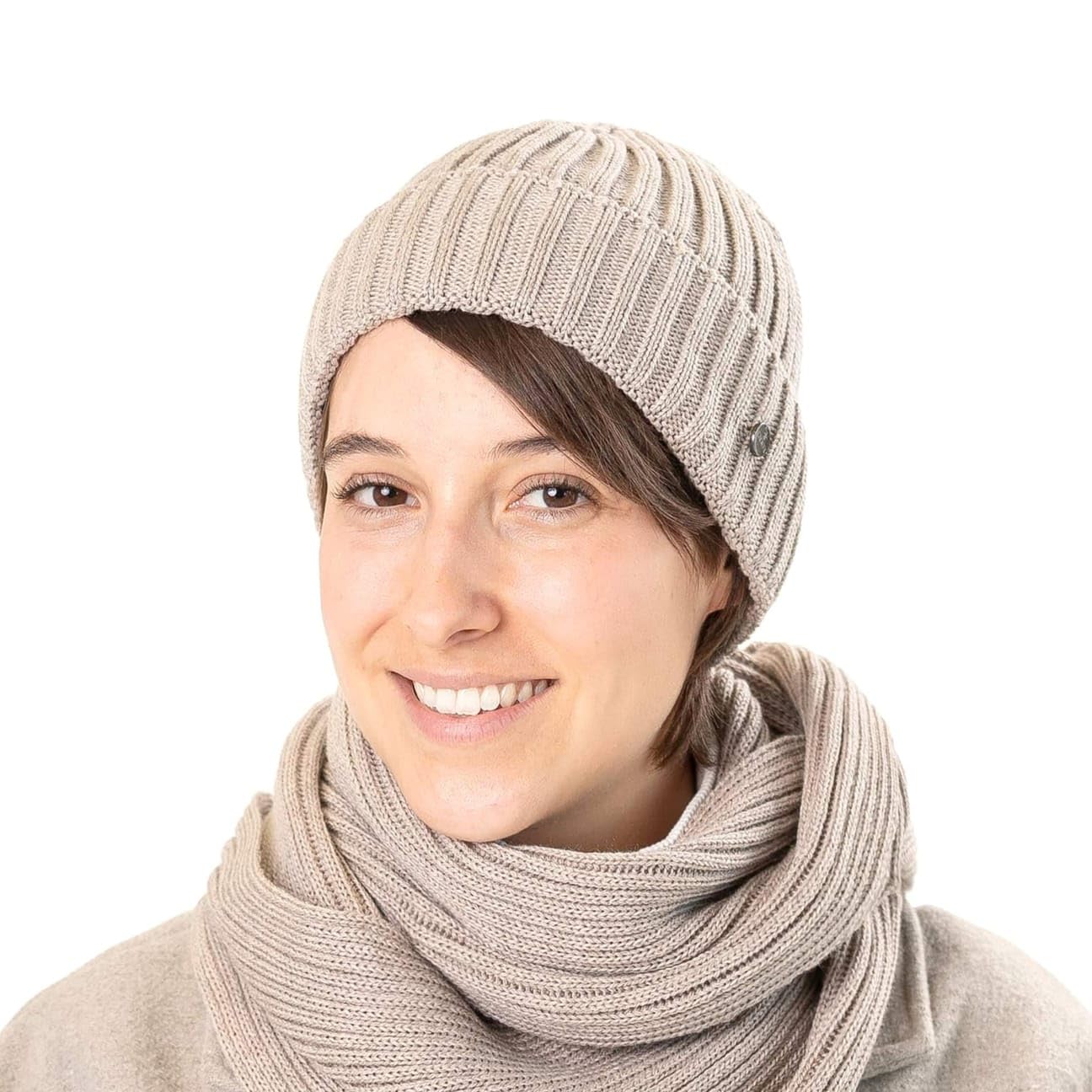 LIERYS Merino Strickmütze Rippstrick Wintermütze Herren Umschlagmütze