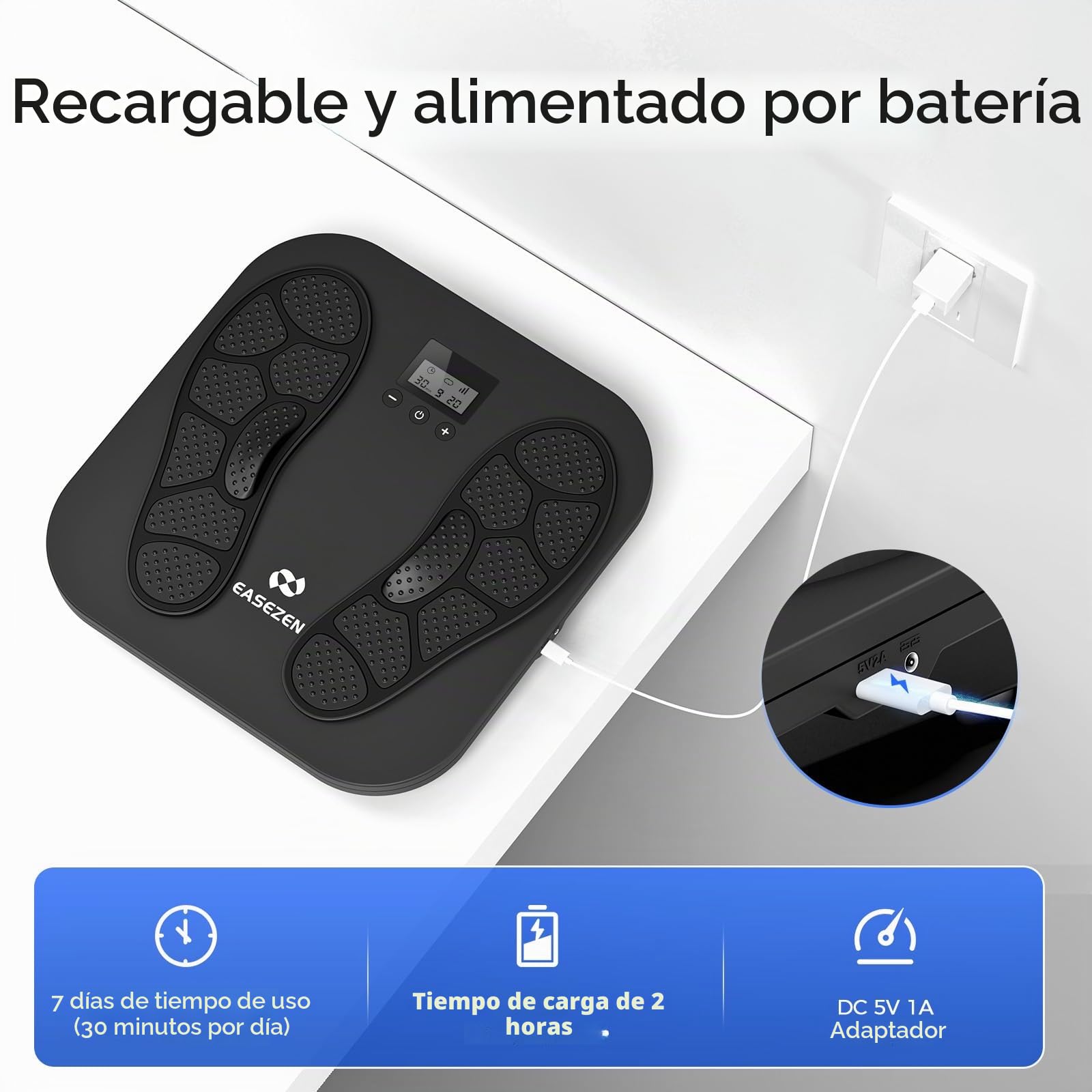 EMS TENS Masajeador de Pies para Neuropatía, Recargable Masajeador Pies con 10 Modos & 20 Intensidades para Fascitis Plantar, Hinchazón y Mejora la Circulación, Regalos para mujeres y hombres