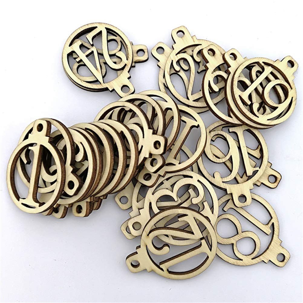 Houten kersthangers advent cijfers 1–4, set: decoratieve kerst hangers van hout voor adventskrans, kaarsen & kransen, duurzame kerstversiering, ronde hangers 5 cm
