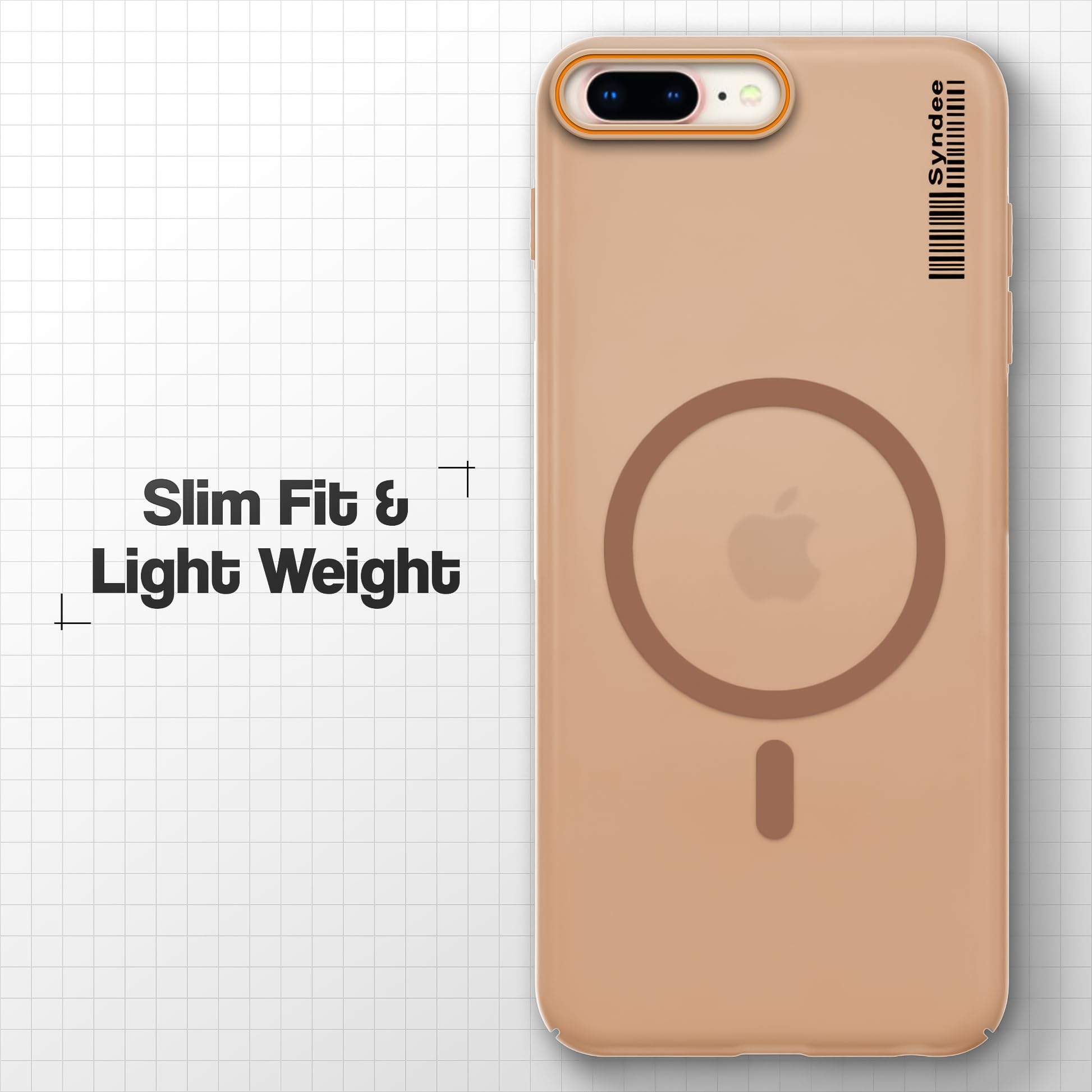 DL3 Mobilak Case Back Cover for iPhone 7 Plus/iphone 8 Plus, Sleek Frosted Translucent Back Only Compatible with Wireless Magnetic Accessories | Anti-Scratch Shockproof Phone Case (Brown)