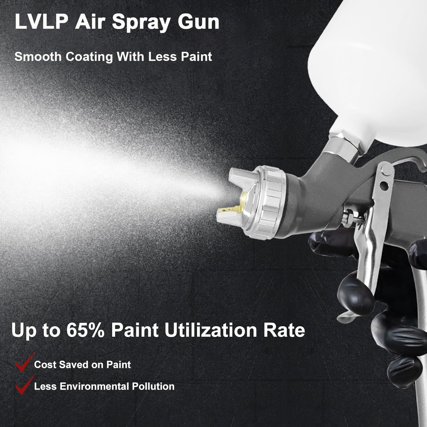 LVLP-Luftspritzpistolen, Lackierpistole druckluft mit 1,3/1,5/1,7/2,0 mm Düsen, für Auto Lackieren, Hausanstrich, Schrankbeschichtung, Heimwerkerarbeiten