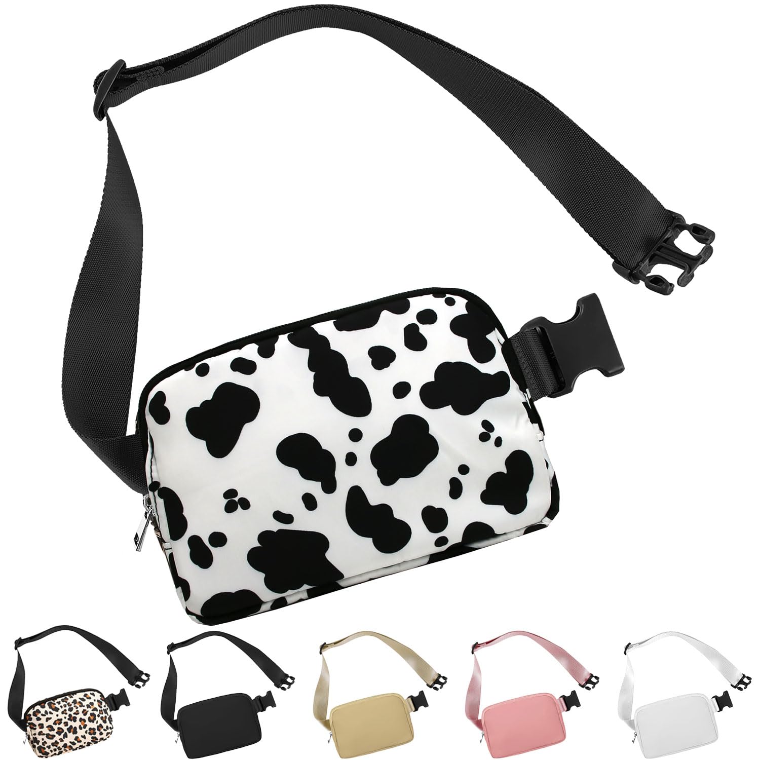 Favuit Fashion Bumbag Waist Fanny Pack for Ladies, Lightweight Bum Bag with Adjustable Strap, Crossbody Waist Bag Running Belt for Travel, Walking, Jogging, Hiking, Women & Girls (Cow Print) — image 1