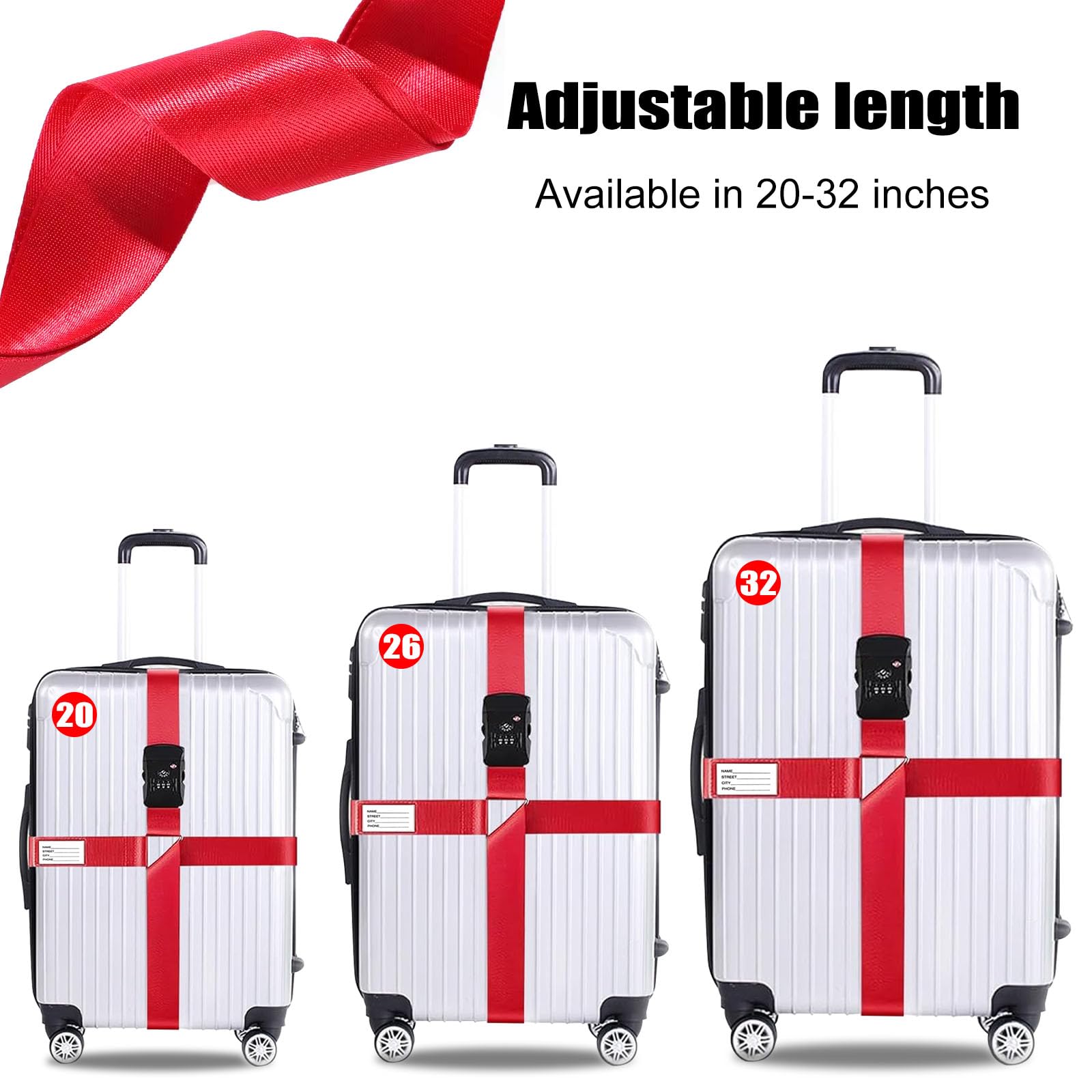 Cinghie Viaggio Nylon 2 Cinghie Per Bagagli Regolabili - Sistema Di Collegamento Valigie Per Viaggi Cinghia Unione Bagagli - Foto 2