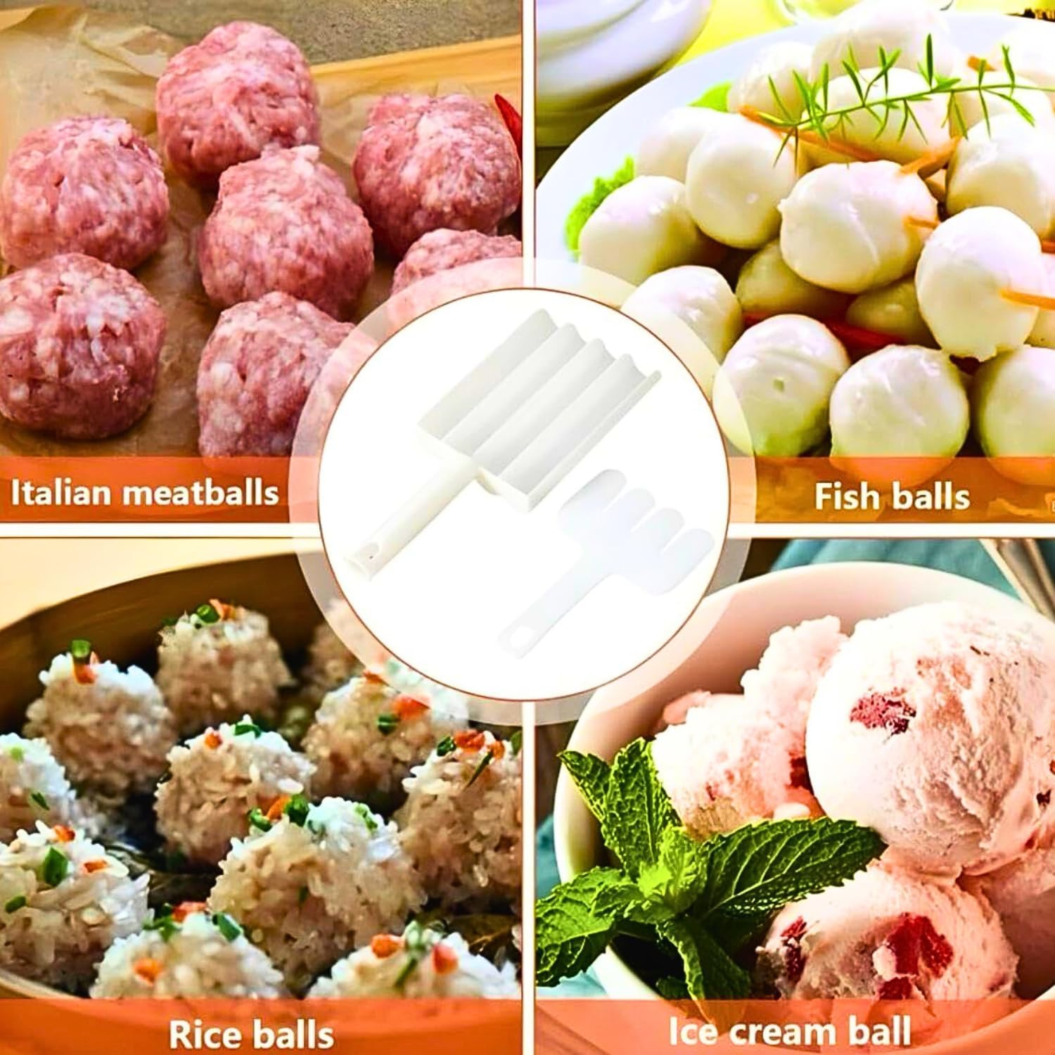 HIRKO Portable Cheese Ball, Rice-Meat Dumplings Meat Ball Maker, Cake Balls, Manchurian Ball Maker, Bhajiya Pokada Make, Rasgulla Maker, Fish Ball Burger Making Tool, Meatball for Kitchen (PACK OF 10) 4