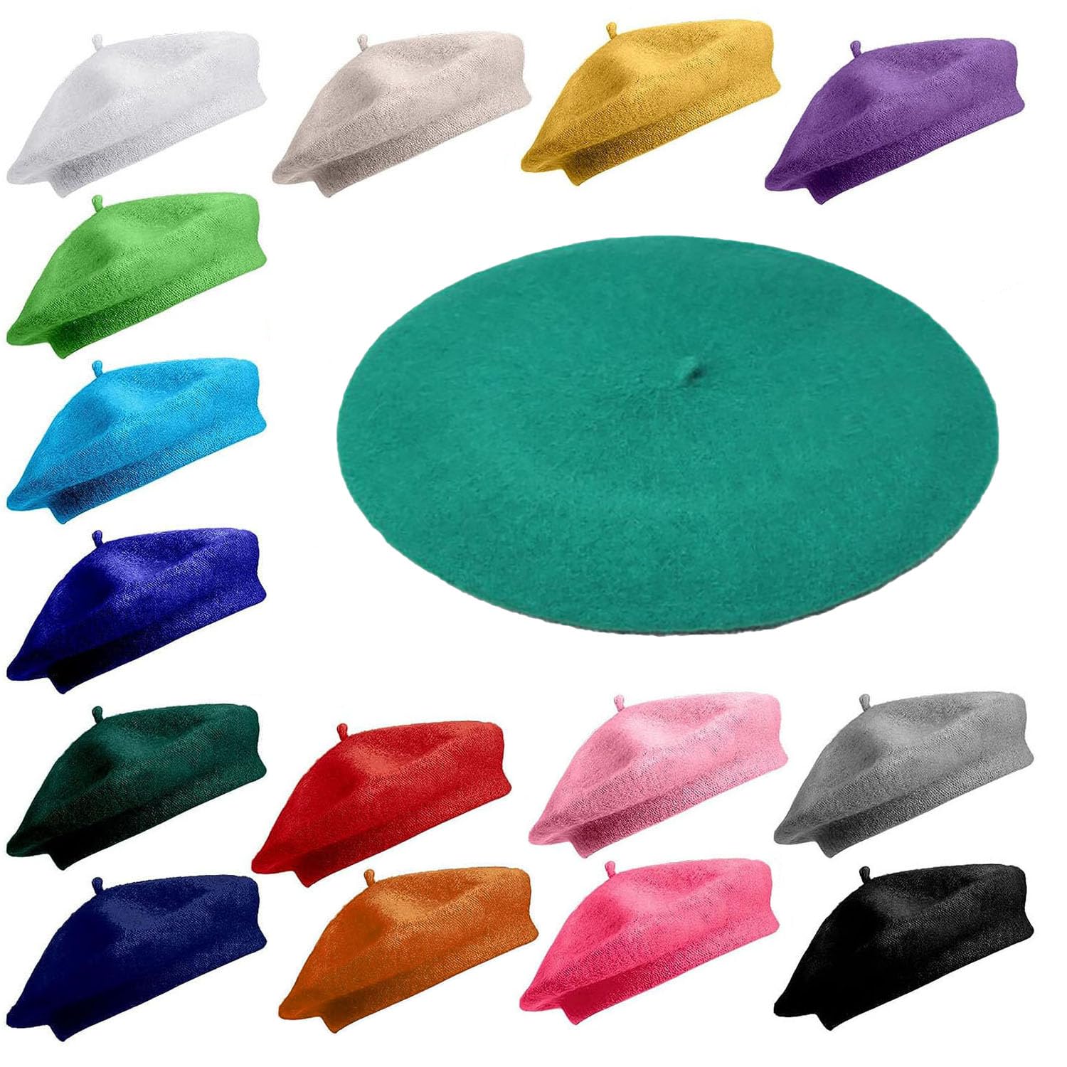 Van Der Linn Unisex Colour 4 Green Plain Beret Wool Warm French Hat (Uk, Alpha, One Size, )